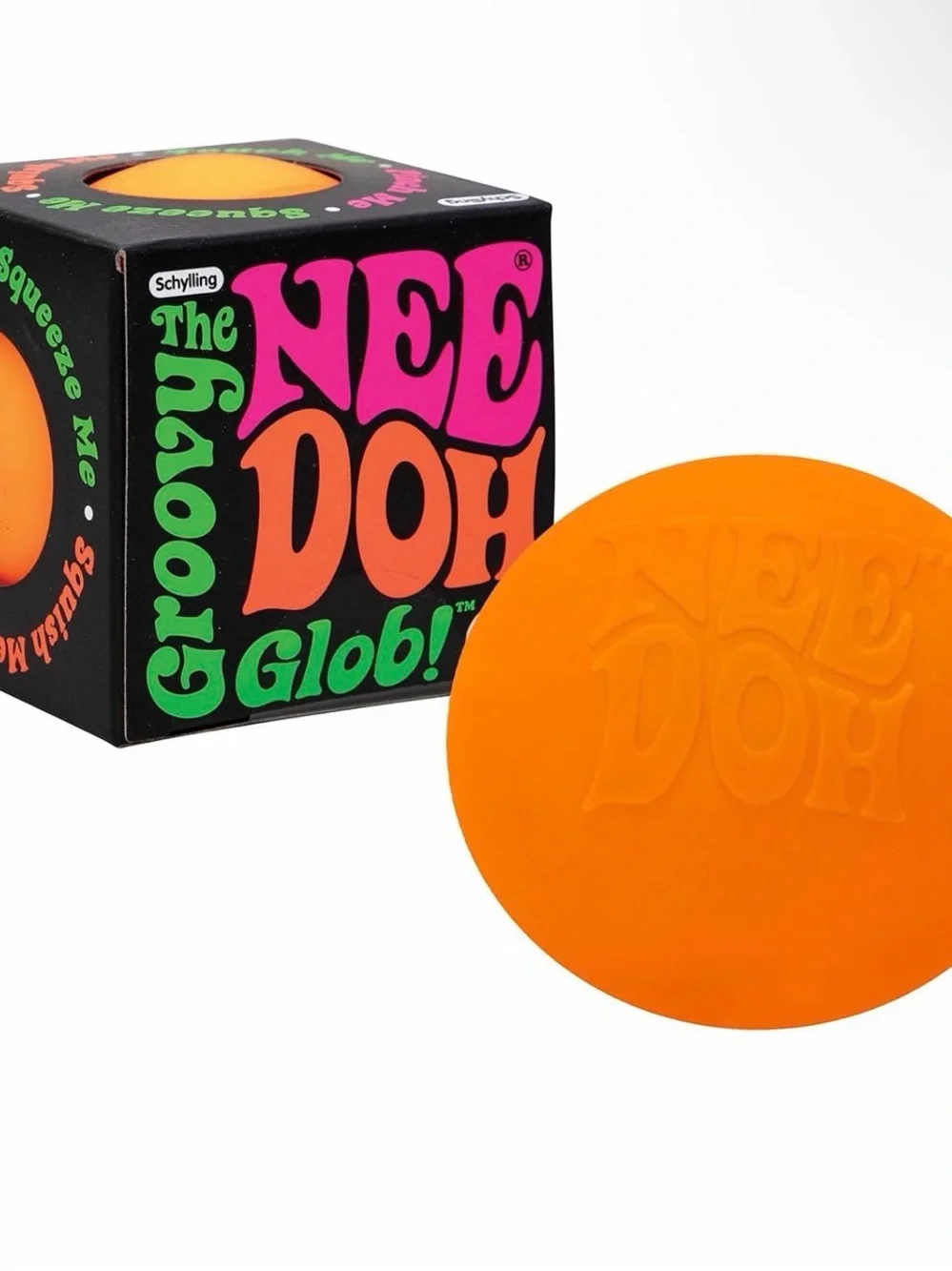Schylling NeeDoh Original - The Groovy Glob - Sensory Stress Ball - Orange